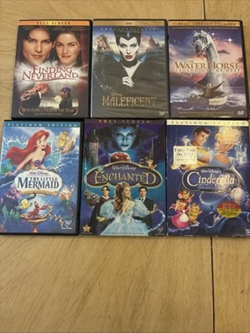 Disney Princess 6 DVDs Fantasy Cinderella Maleficent Mermaid Enchanted Neverland